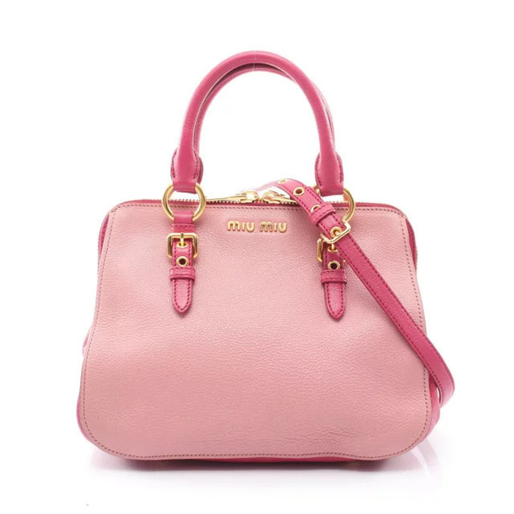 Miu Miu MADRAS Handbag Leather Pink